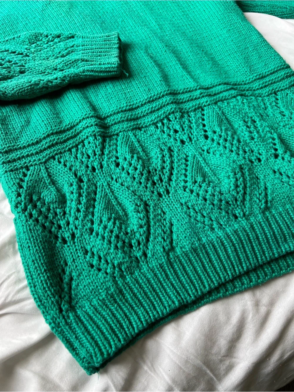 Emerald Green Cable-Stitch Crewneck Sweater by Roma